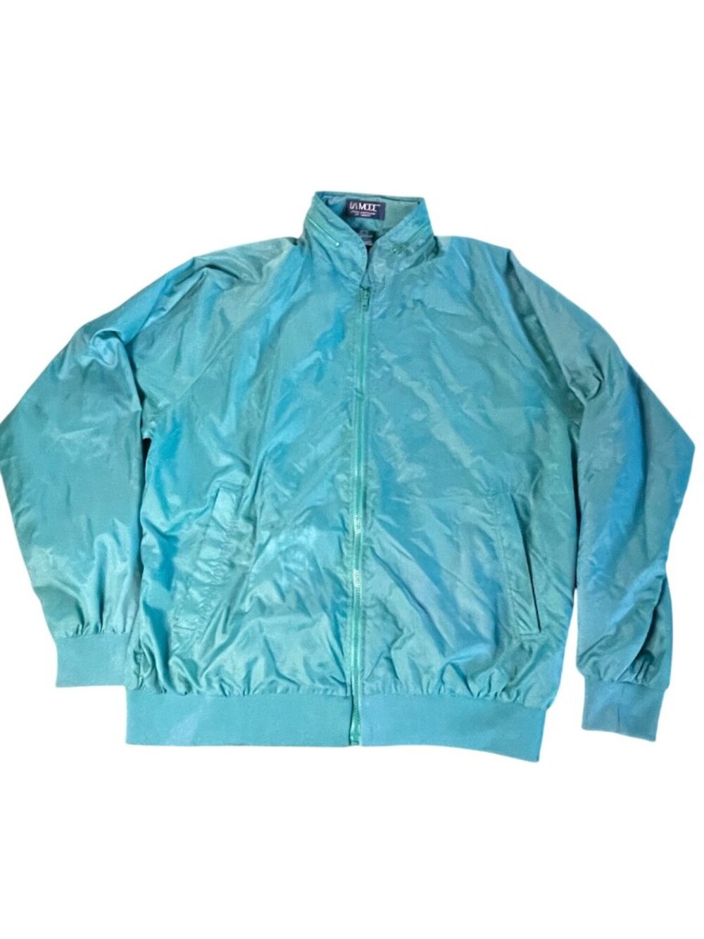Vintage La Mode Active Sportswear Turquoise Full-Zip Nylon Jacket XL Made In USA